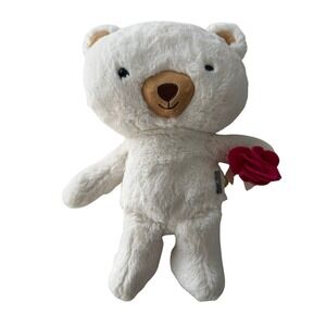 Hallmark White Bear Plush Bella Rose Blushing Teddy 14 inch Love Valentines Day